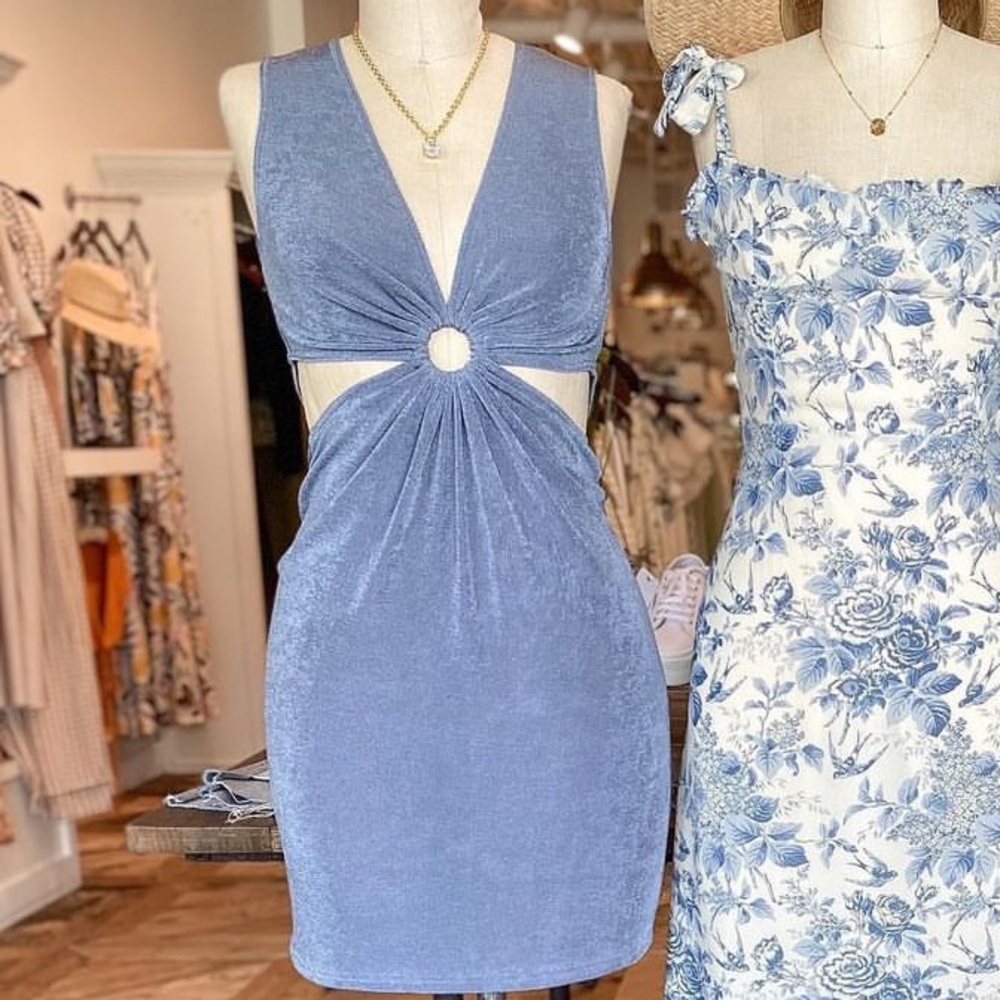 Mini Blue Cut Out Boutique Dress